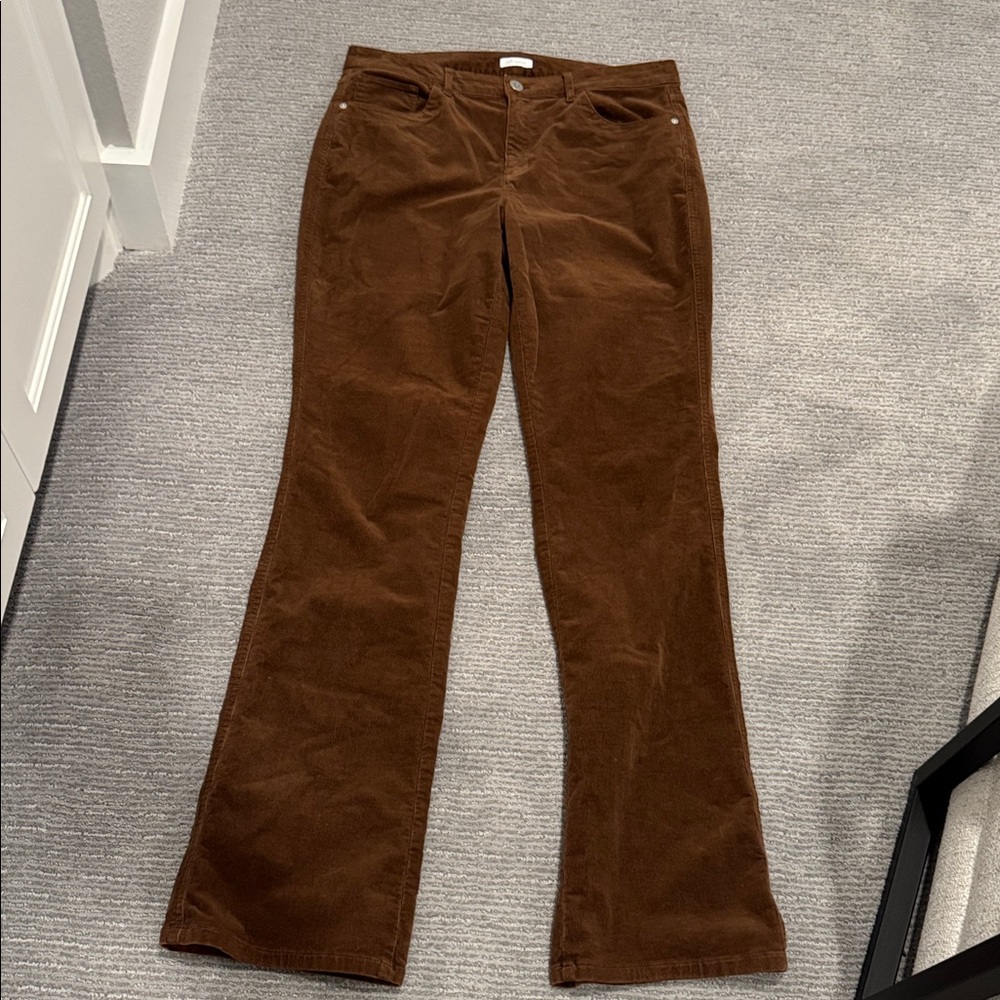 Jjill Women’s 12 Tall Brown Corduroy High Rise Straight Leg Soft Cotton Blend - Picture 7 of 15